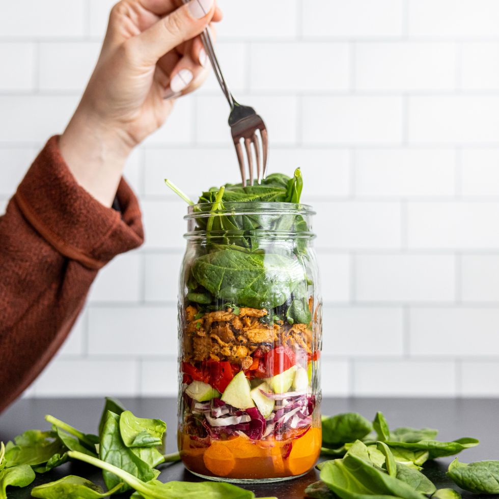Barvecue Spinach Salad in a Jar  